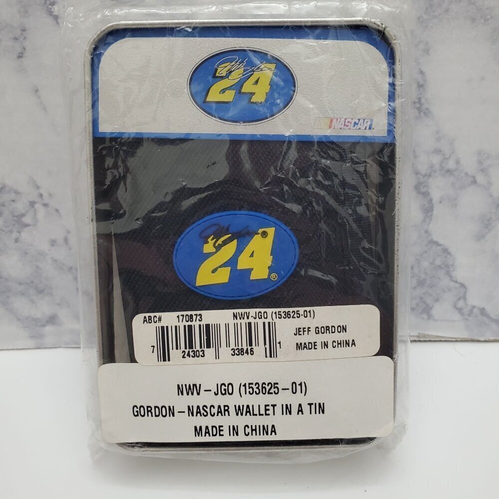 Jeff Gordon‎ NASCAR Wallet In A Tin Nylon #24 Black Woven Nylon Racing NEW